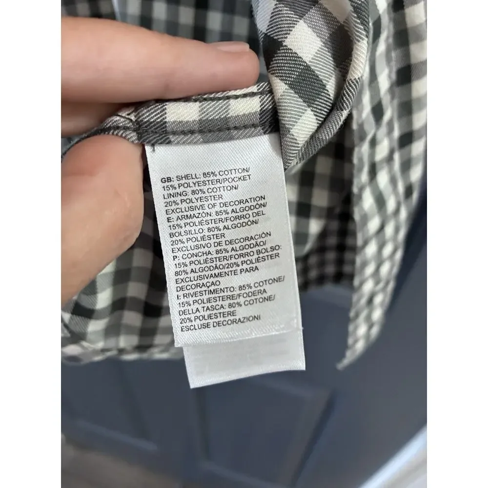 The North Face Button Up Shirt Check Shirt sleeve Pocket Gray Mens Large